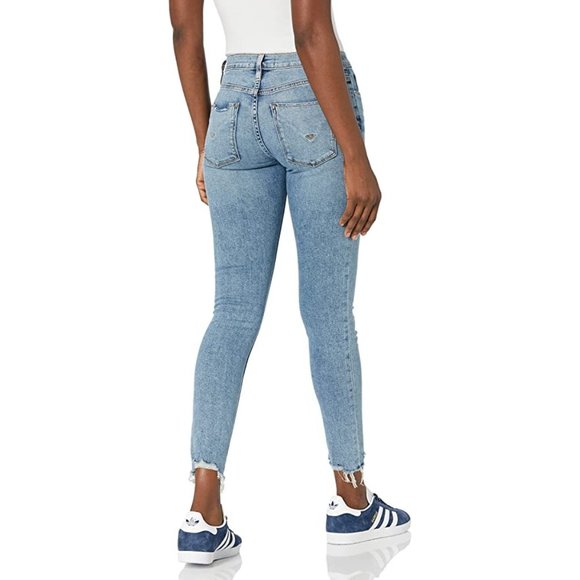 HUDSON JEANS Nico Raw-Hem Mid-Rise Super Skinny Denim Jeans - City Blues - Picture 3 of 3